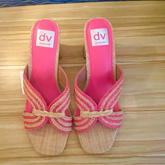✅🆕Doca Vita Haddy style 3" high heel
raffia sandal in pink /tan SANDAL - Picture 1 of 8